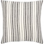 Surya Linen Stripe Buttoned Pillow Cover 18"H X 18"W Cream