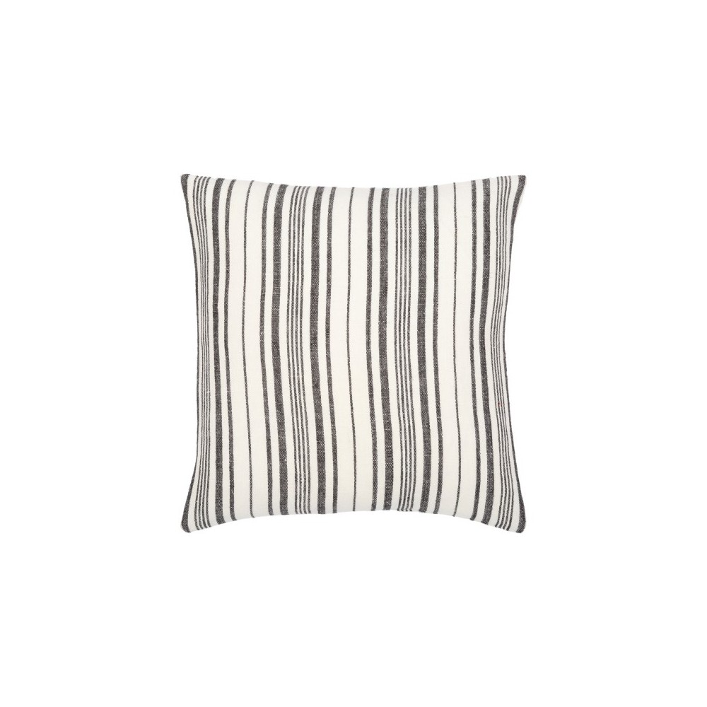 Surya Linen Stripe Buttoned Pillow Cover 18"H X 18"W Cream