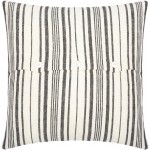 Surya Linen Stripe Buttoned Pillow Cover 18"H X 18"W Cream