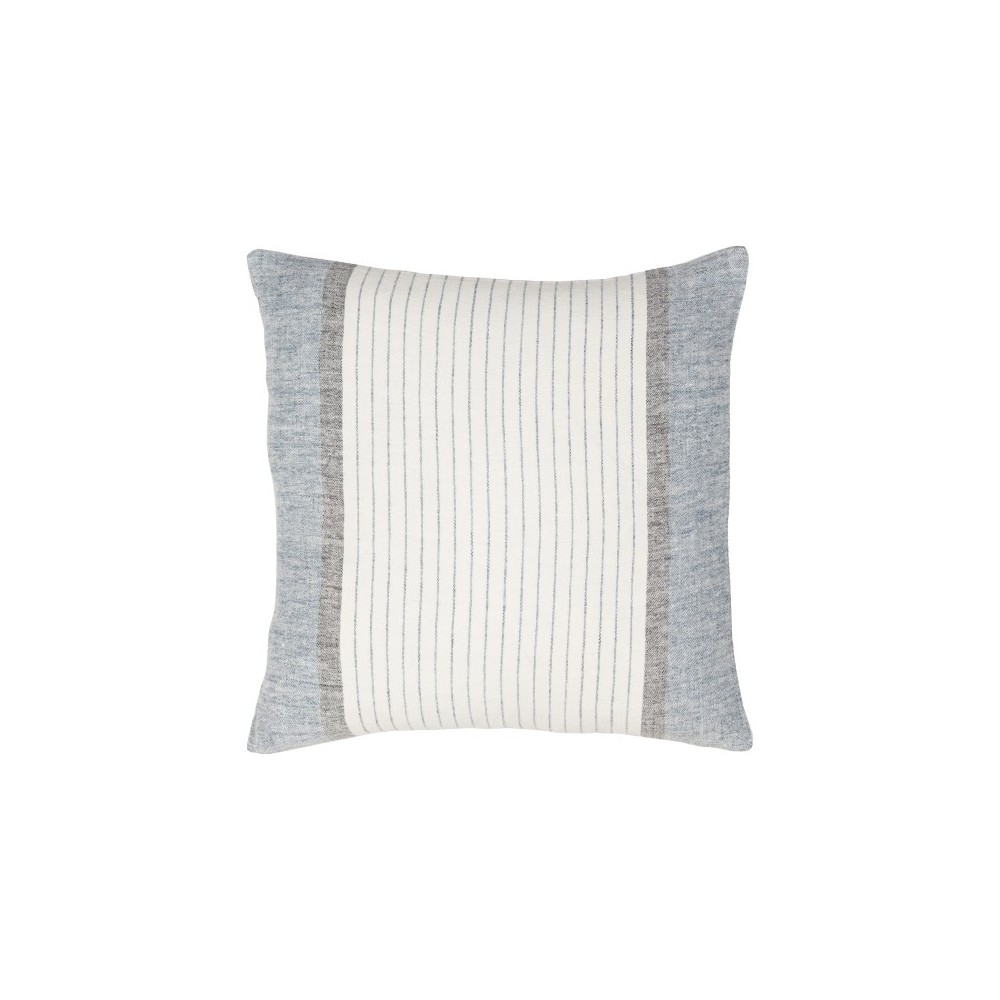 Surya Linen Stripe Buttoned Cream Pillow Cover 20"H X 20"W Surya Linen Stripe Buttoned Cream Pillow Cover 20"H X 20"W