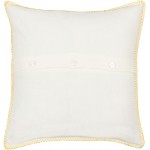 Surya Linen Stripe Embellished Pillow Cover 13"H X 20"W Cream & Mustard