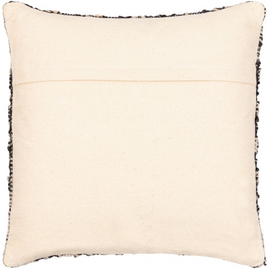 Surya Luanda Pillow Cover 22"H X 22"W - Black & Light Beige