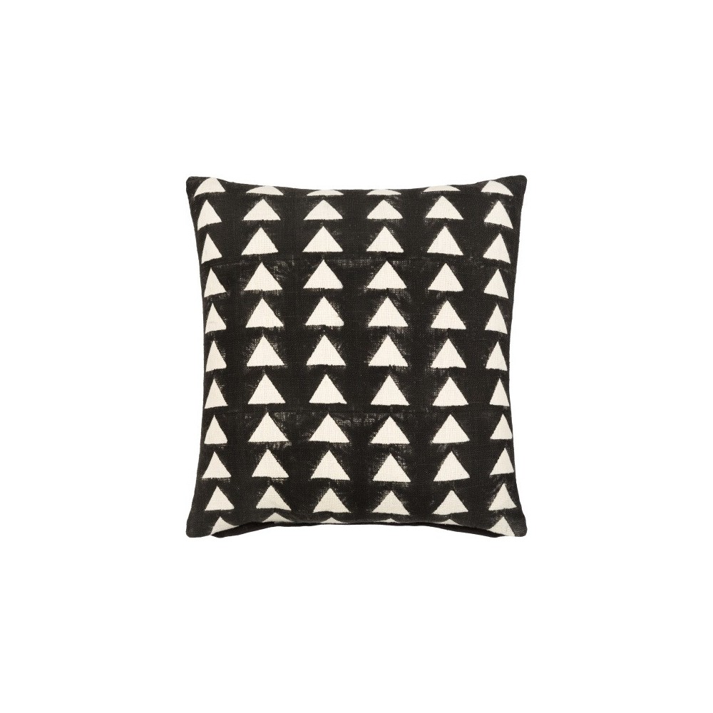 Surya Malian Pillow Cover 18"H X 18"W Black & Cream