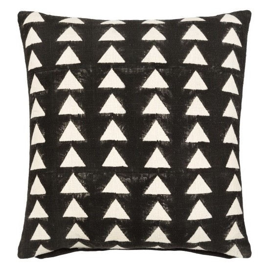 Surya Malian Pillow Cover 20"H X 20"W Black & Cream