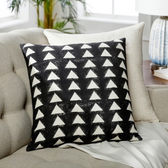 Surya Malian Pillow Cover 20"H X 20"W Black & Cream