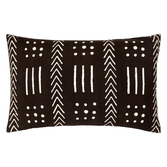 Surya Malian Pillow Cover 14"H X 22"W - Black & Cream