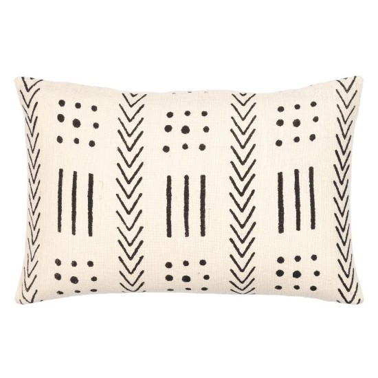 Surya Malian Pillow Cover 14"H X 22"W - Cream & Black
