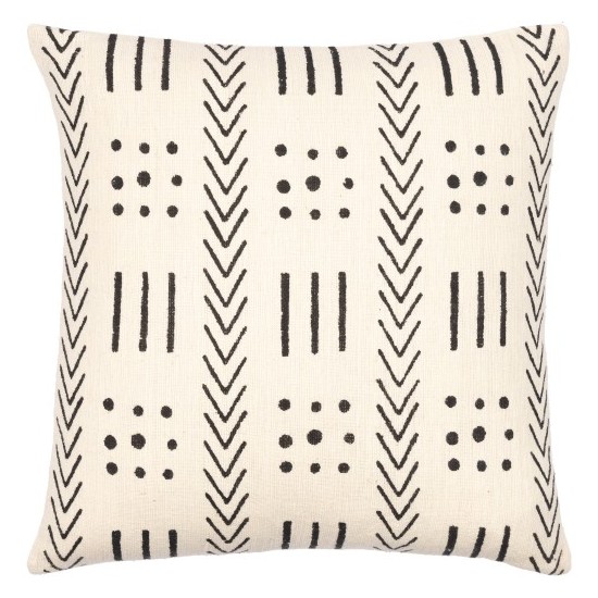 Surya Malian Pillow Cover 18"H X 18"W - Cream & Black