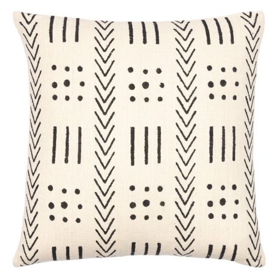 Surya Malian Pillow Cover 20"H X 20"W - Cream & Black