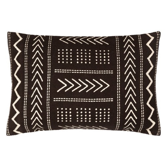 Surya Malian Black Pillow Cover 14"H X 22"W