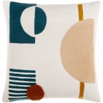 Surya Novel Pillow Cover 18"H X 18"W Cream & Deep Teal