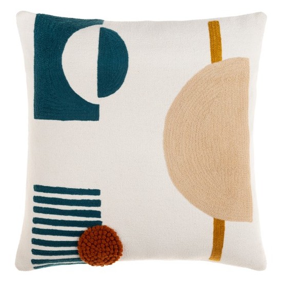 Surya Novel Pillow Cover 18"H X 18"W Cream & Deep Teal
