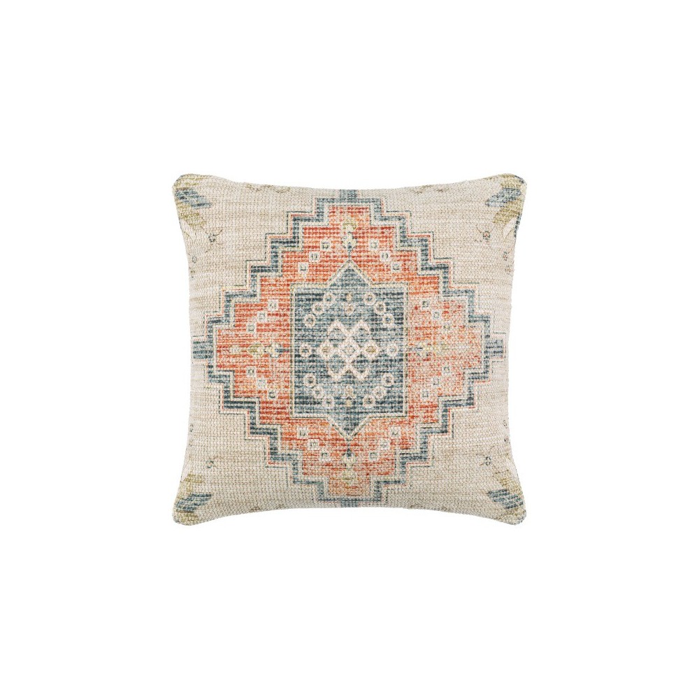 Surya Samsun Pillow Cover 20"H X 20"W Cream & Deep Teal Surya Samsun Pillow Cover 20"H X 20"W Cream & Deep Teal