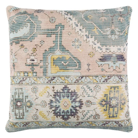Surya Samsun Pillow Cover 18"H X 18"W Cream & Dusty Pink