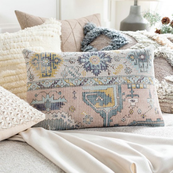 Surya Samsun Pillow Cover 18"H X 18"W Cream & Dusty Pink