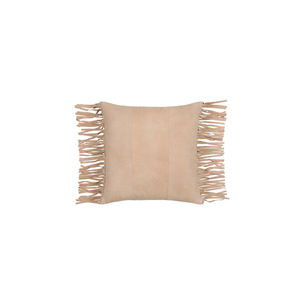 Surya Suede Fringe Tan Pillow Cover 20"H X 20"W Surya Suede Fringe Tan Pillow Cover 20"H X 20"W