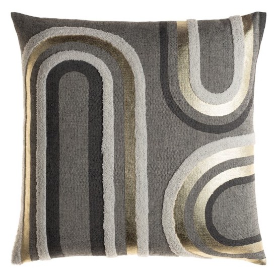 Surya Sutton Gray Pillow Cover 18"H X 18"W