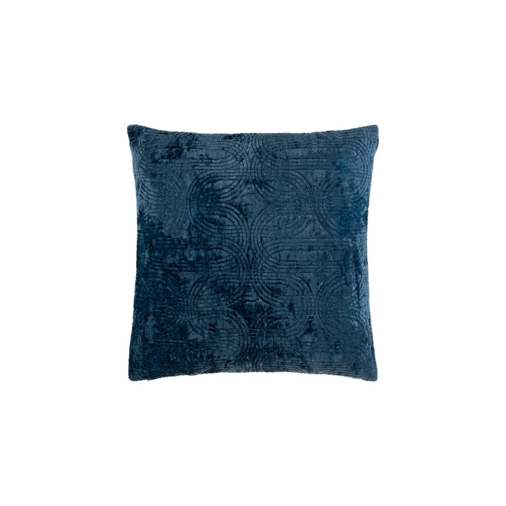 Surya Velvet Deco Dark Blue Pillow Cover 20"H X 20"W Surya Velvet Deco Dark Blue Pillow Cover 20"H X 20"W