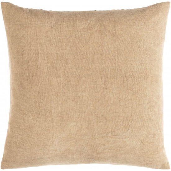 Surya Washed Waffle Beige Pillow Cover 18"H X 18"W