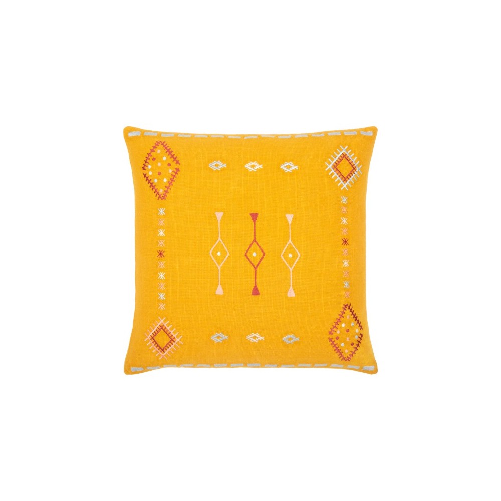 Surya Zina Mustard Pillow Cover 22"H X 22"W Surya Zina Mustard Pillow Cover 22"H X 22"W