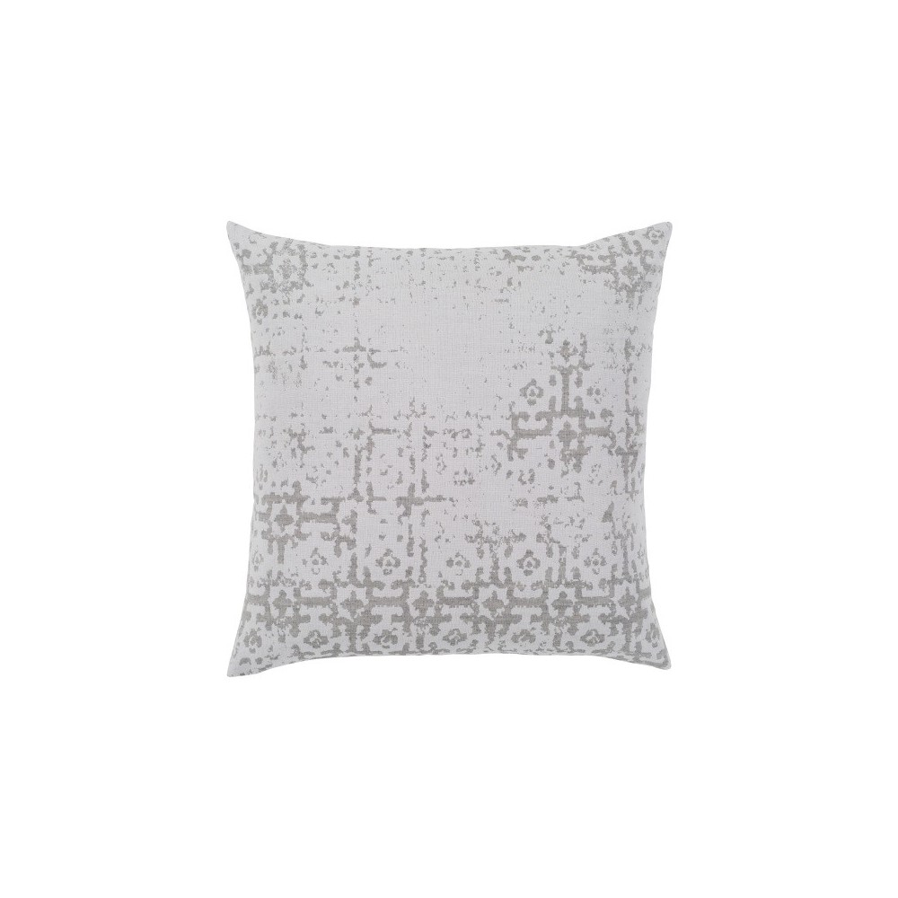 Surya Abstraction Light Gray Pillow Shell With Down Insert 20"H X 20"W