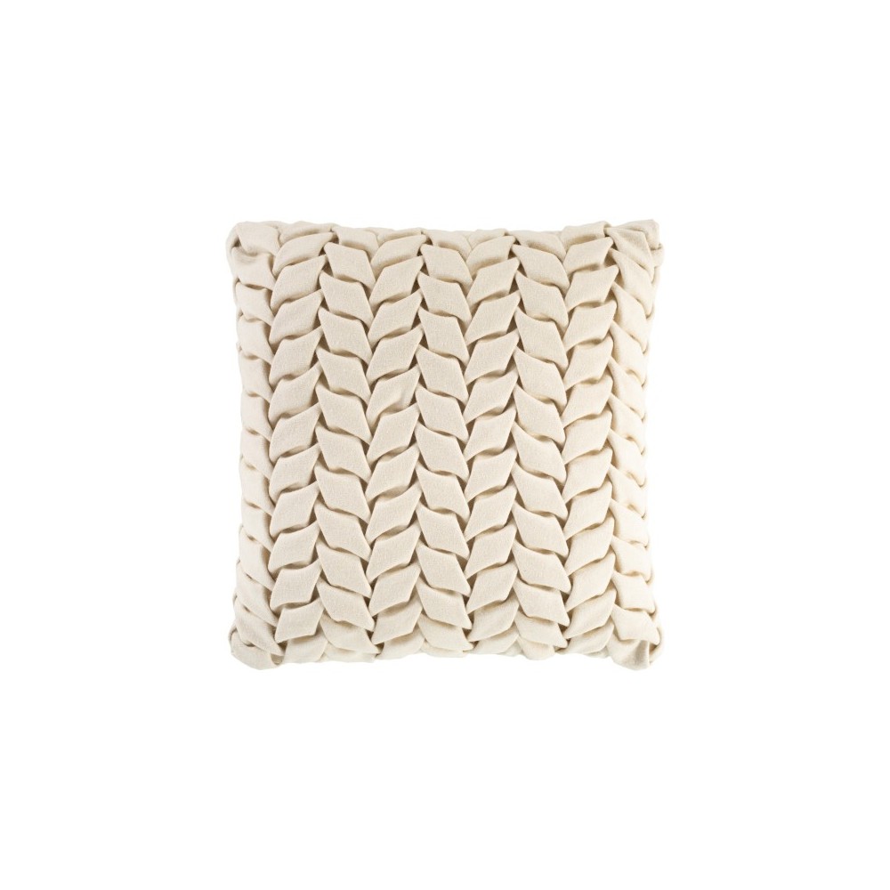 Surya Alana Cream Pillow Shell With Down Insert 18"H X 18"W