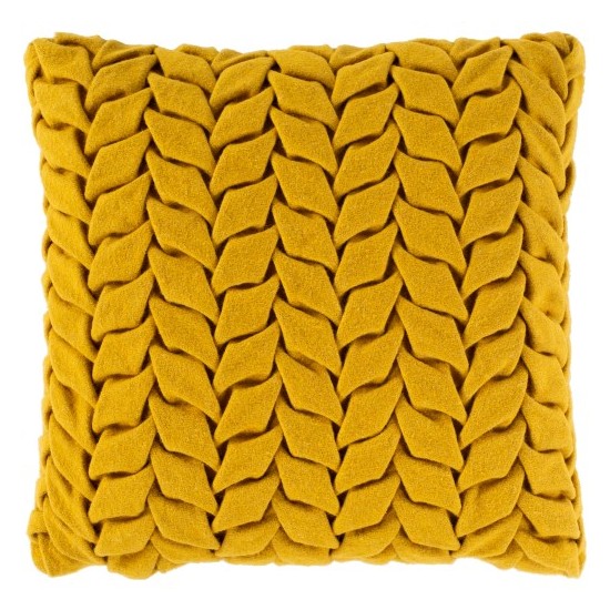 Surya Alana Mustard Pillow Shell With Down Insert 20"H X 20"W