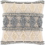 Surya Anders Cream & Slate Pillow Shell With Down Insert 20"H X 20"W