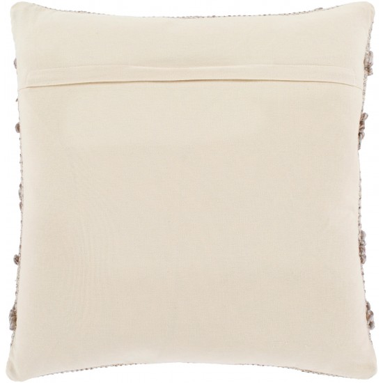 Surya Anders Cream & Taupe Pillow Shell With Polyester Insert 18"H X 18"W