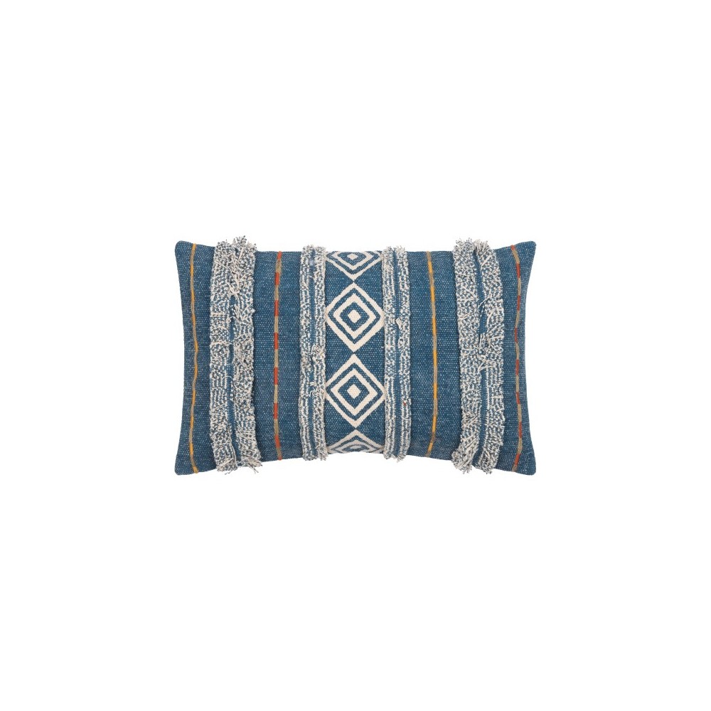 Surya Ashbury Pillow Shell With Down Insert 14"H X 22"W Dark Blue