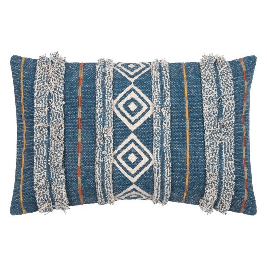 Surya Ashbury Pillow Shell With Polyester Insert 14"H X 22"W Dark Blue