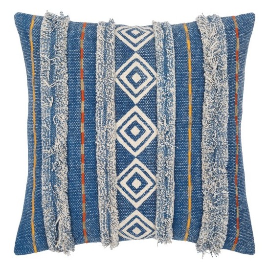 Surya Ashbury Pillow Shell With Down Insert 18"H X 18"W Dark Blue