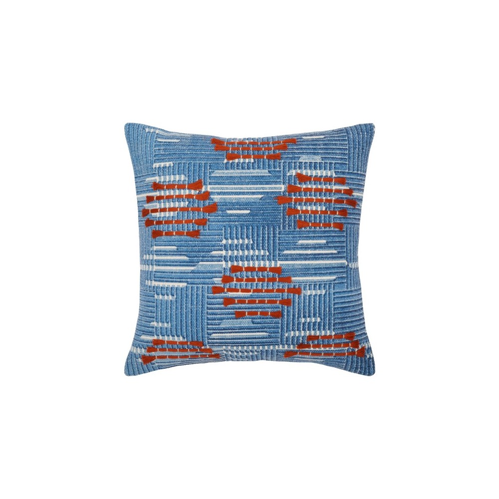 Surya Ashbury Blue Pillow Shell With Down Insert 18"H X 18"W Surya Ashbury Blue Pillow Shell With Down Insert 18"H X 18"W