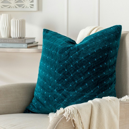 Surya Aviana Teal Pillow Shell With Down Insert 18"H X 18"W