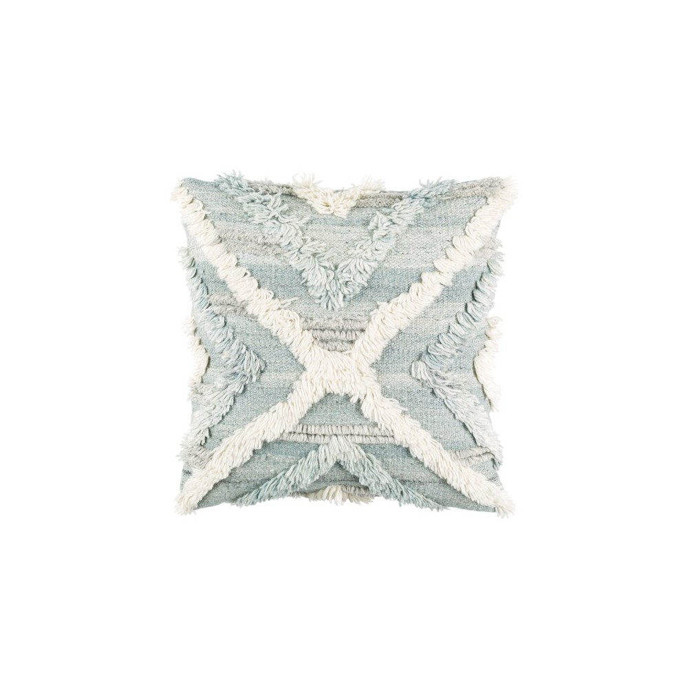Surya Baracoa Ice Blue Pillow Shell With Down Insert 22"H X 22"W