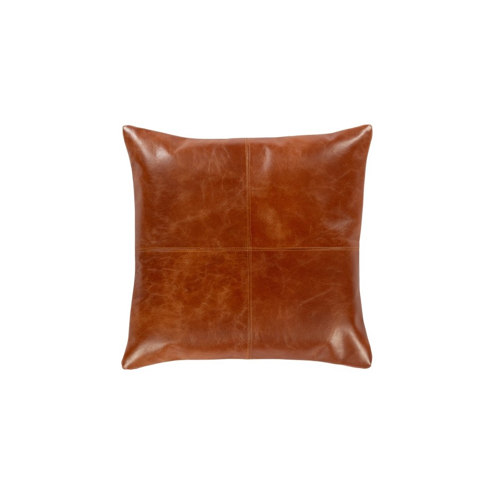 Surya Barrington Brick Red Pillow Shell With Down Insert 18"H X 18"W