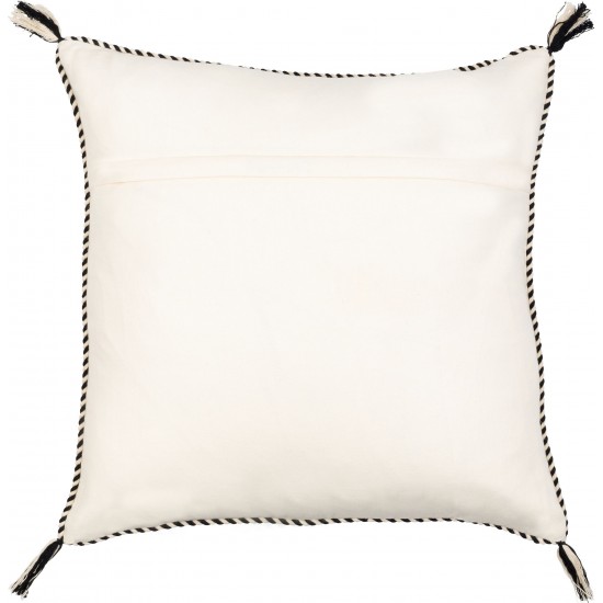 Surya Braided Bisa Cream Pillow Shell With Down Insert 14"H X 22"W