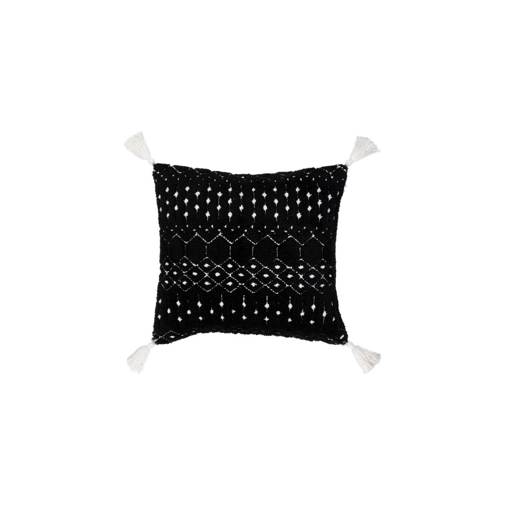 Surya Braith Black Pillow Shell With Down Insert 18"H X 18"W