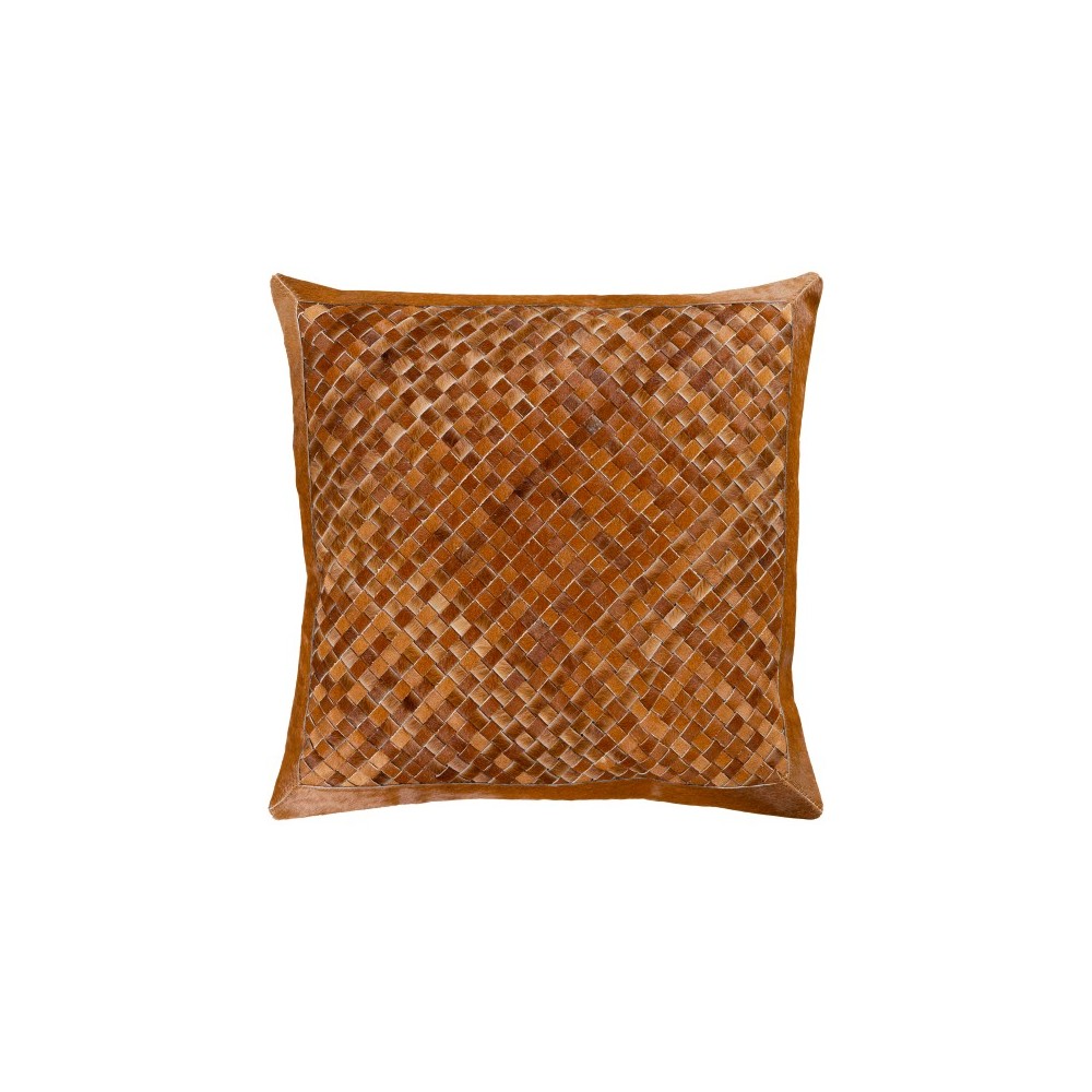 Surya Cesta Brown Pillow Shell With Down Insert 20"H X 20"W