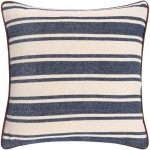 Surya Charlize Navy Pillow Shell With Down Insert 18"H X 18"W