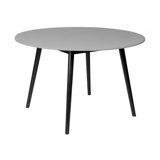 Sydney Outdoor Patio Round Dining Table in Black Eucalyptus and Grey Stone