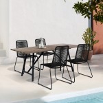 Koala and Shasta 5 Piece Patio Dining Set in Light Eucalyptus Wood and Black