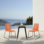 Sydney and Shasta 3 Piece Patio 36" Dining Set in Black Wood and Tangerine Rope