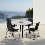 Sydney and Shasta 5 Piece Patio Dining Set in Black with Black Eucalyptus Wood