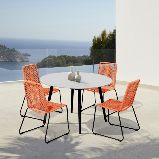 Sydney and Shasta 5 Piece Patio Dining Set in Tangerine Rope