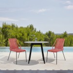 Sydney and Clip 3 Piece Patio 36" Dining Set in Black Eucalyptus Wood and Red