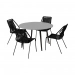 Sydney and Clip Patio 5 Piece Dining Set in Black with Black Eucalyptus Wood