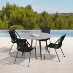 Sydney and Clip Patio 5 Piece Dining Set in Black with Black Eucalyptus Wood