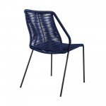 Sydney and Clip Patio 5 Piece Dining Set in Blue Rope with Black Eucalyptus Wood