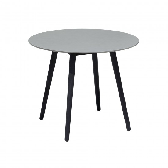3 Piece Patio 36" Dining Set in Black Eucalyptus Wood and Black